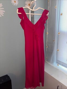 Amanda Uprichard Ruffled Midi Dress in Fuchsia